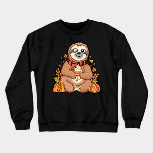 Sloth holding pumpkin spice happy Fall Yall autumn sloth Crewneck Sweatshirt